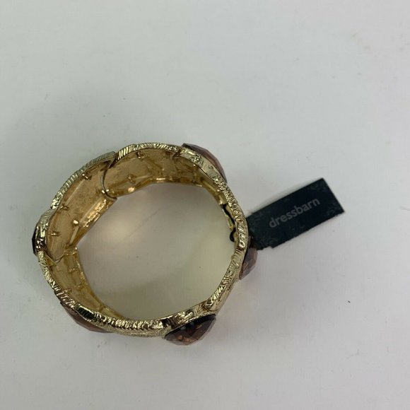 Dressbarn Textured Gold Tone Faceted Bracelet New - Picture 5 of 7